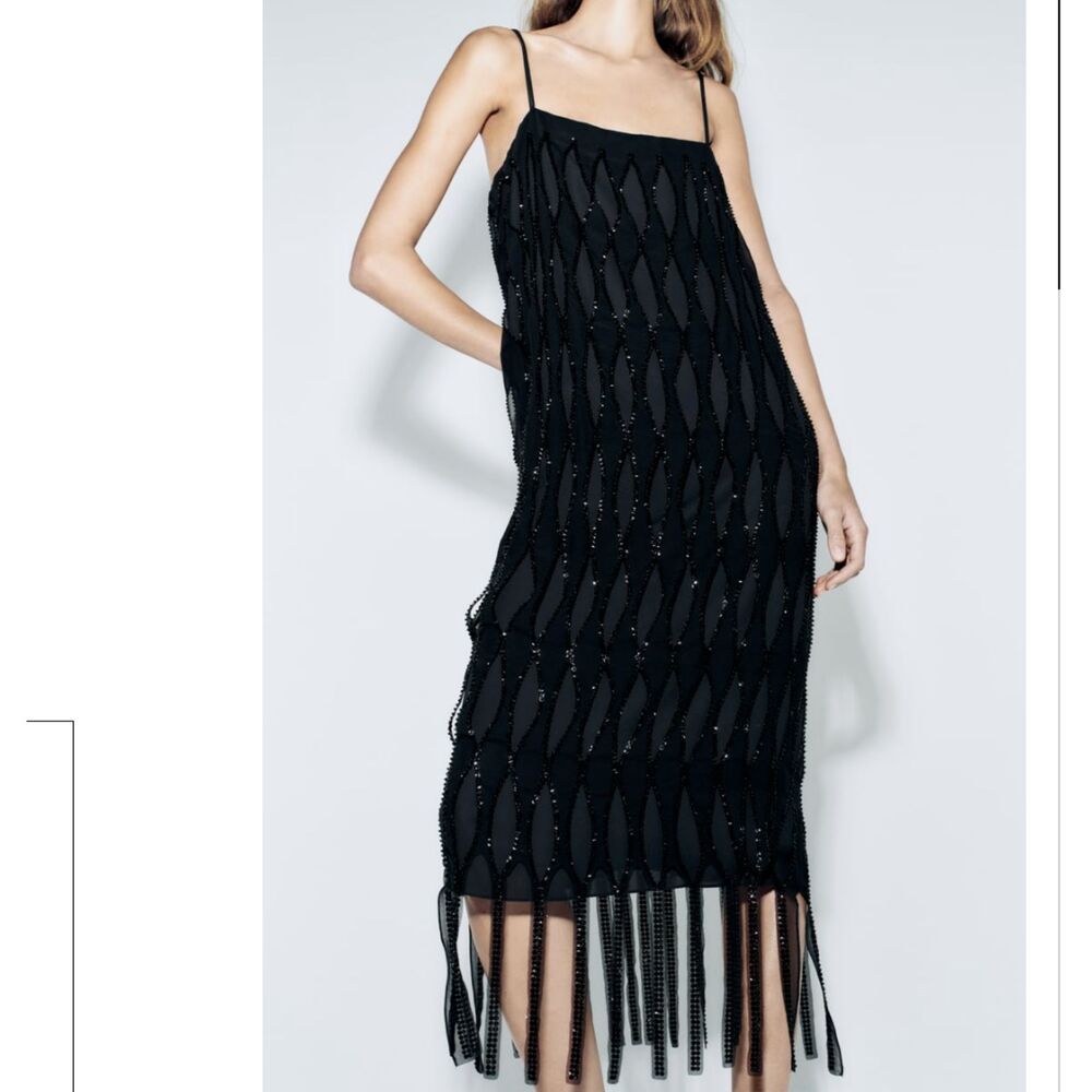 ZARA ZW COLLECTION SEQUINNED DRESS WITH FRINGING AVAILABLE IN XS S M L